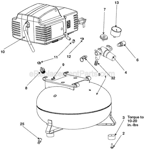Page A Diagram and Parts List for CPFAC2600P Type 3 Porter Cable Compressor